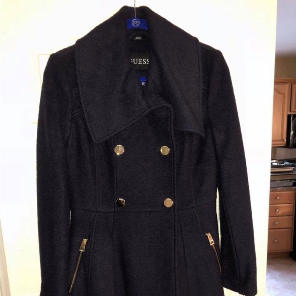 Guess Envelope Collar Double Breasted Coat